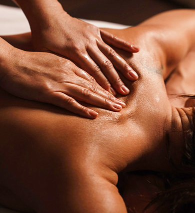 hands massaging back